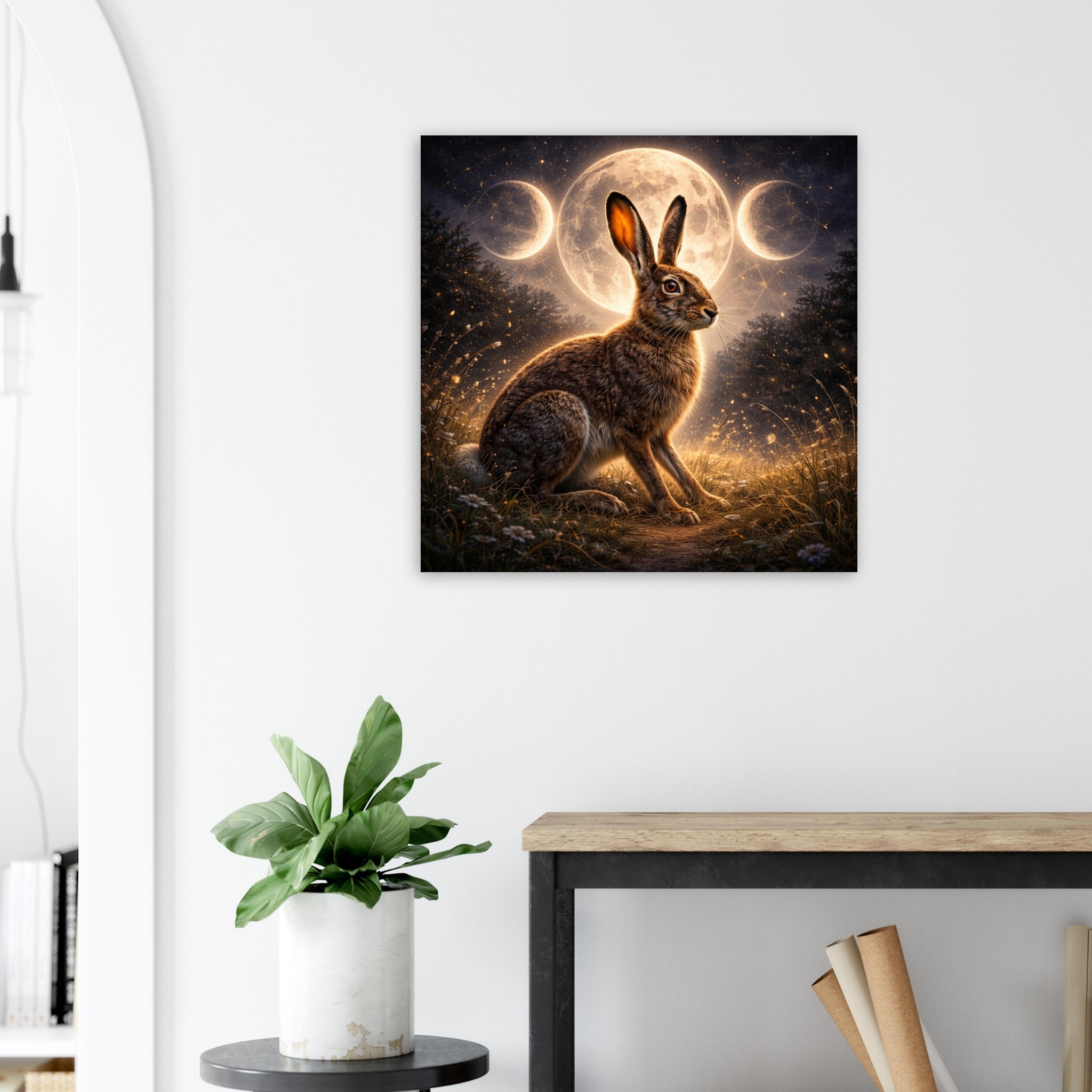classic semi glossy paper poster moonlit hare a4ebb243-1f3f-4c41-890d-c47661404b18