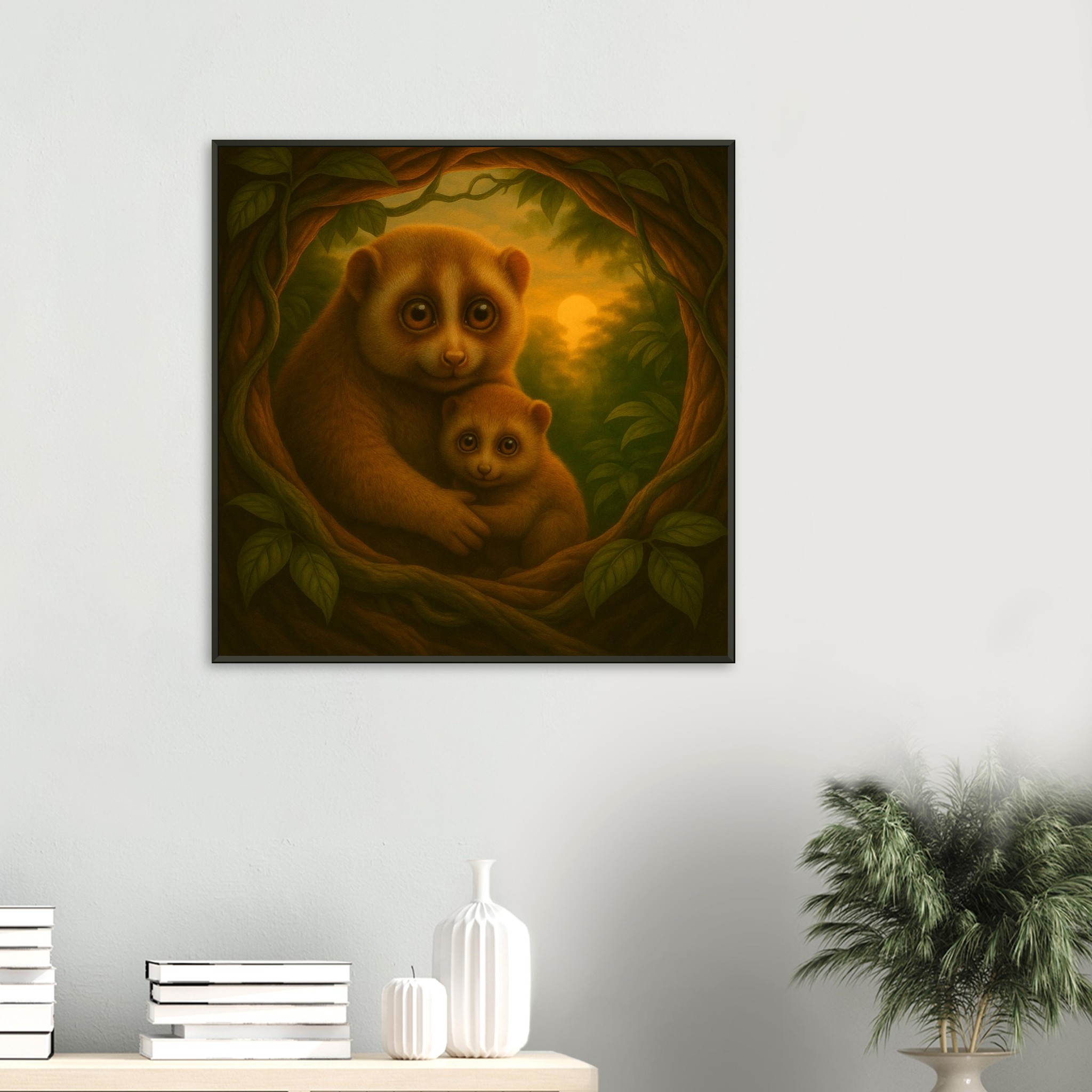 classic semi glossy paper metal framed posternslow loris mum and baby a6954a60-3d3f-4d66-a1ff-43117142d820