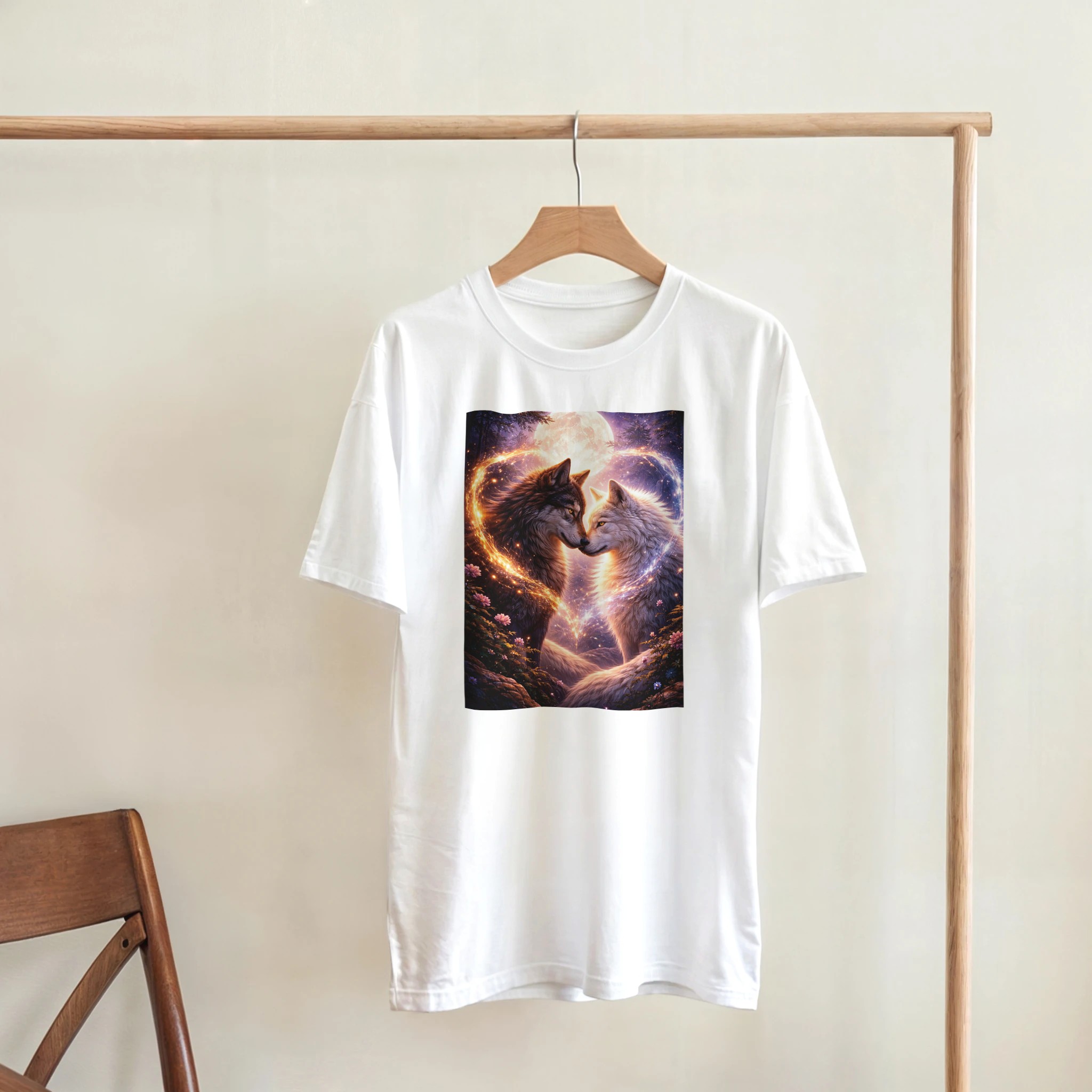 heavyweight unisex crewneck t shirt | gildan® 5000 white, wolf pair a9280439-f1de-4824-84a2-c0a909a15367