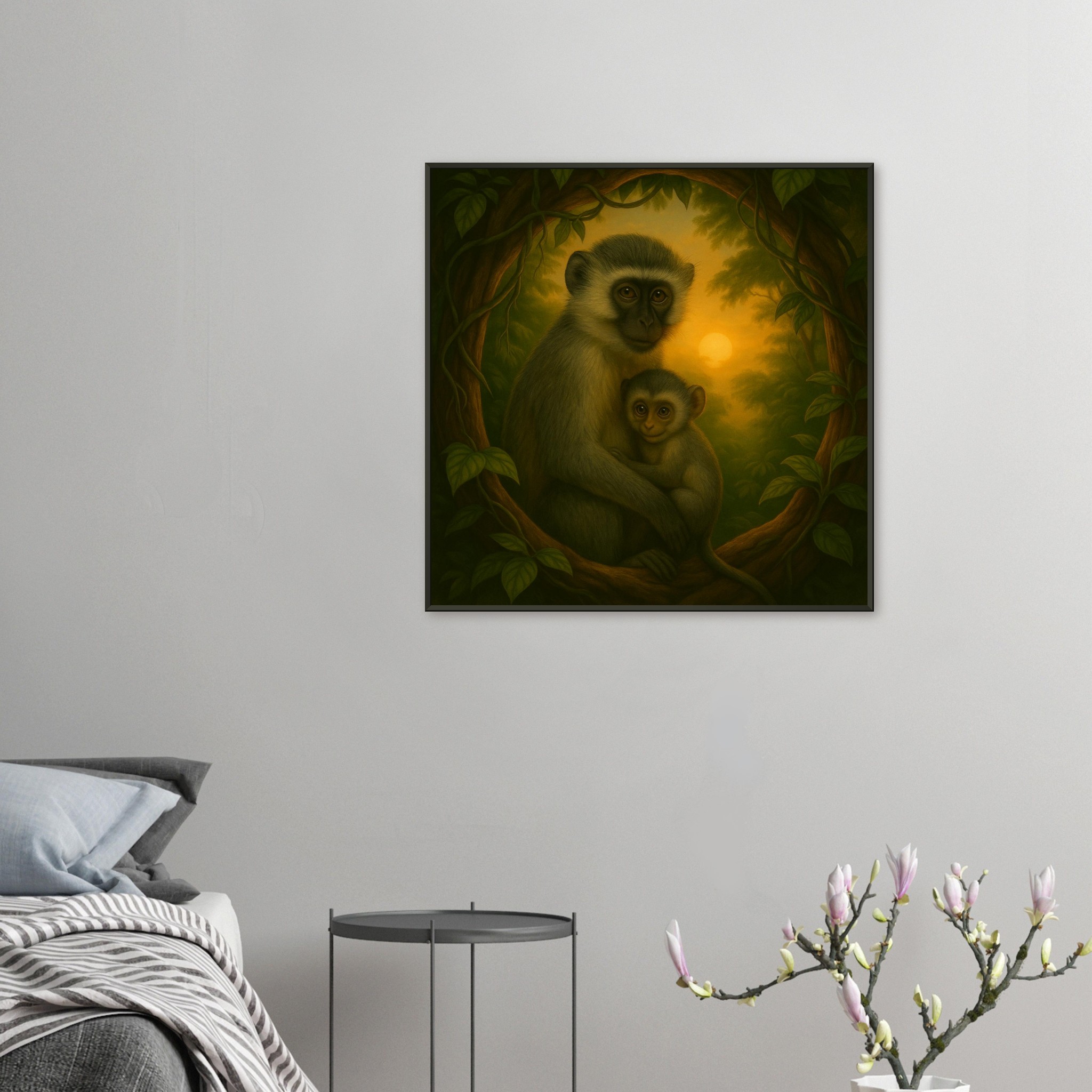classic semi glossy paper metal framed poster vervet mother and baby acf96e9d-0a03-47dd-8750-df73cd4f15f7