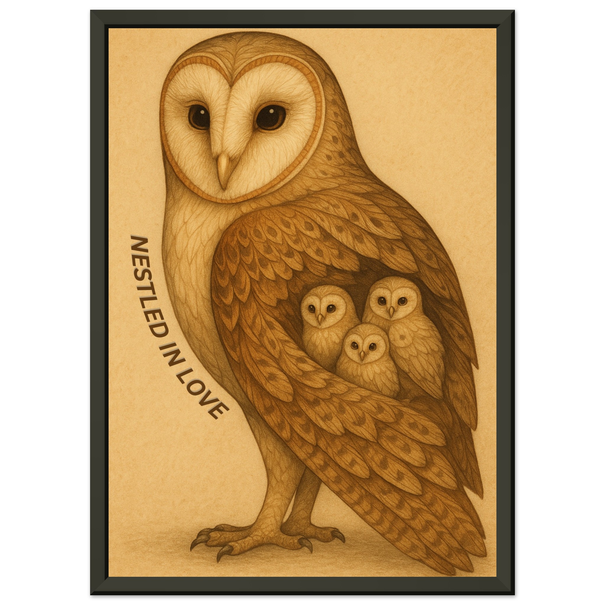 classic semi glossy paper metal framed poster barn owl family ad4291fc-91cc-4965-be6a-98328fac7b07