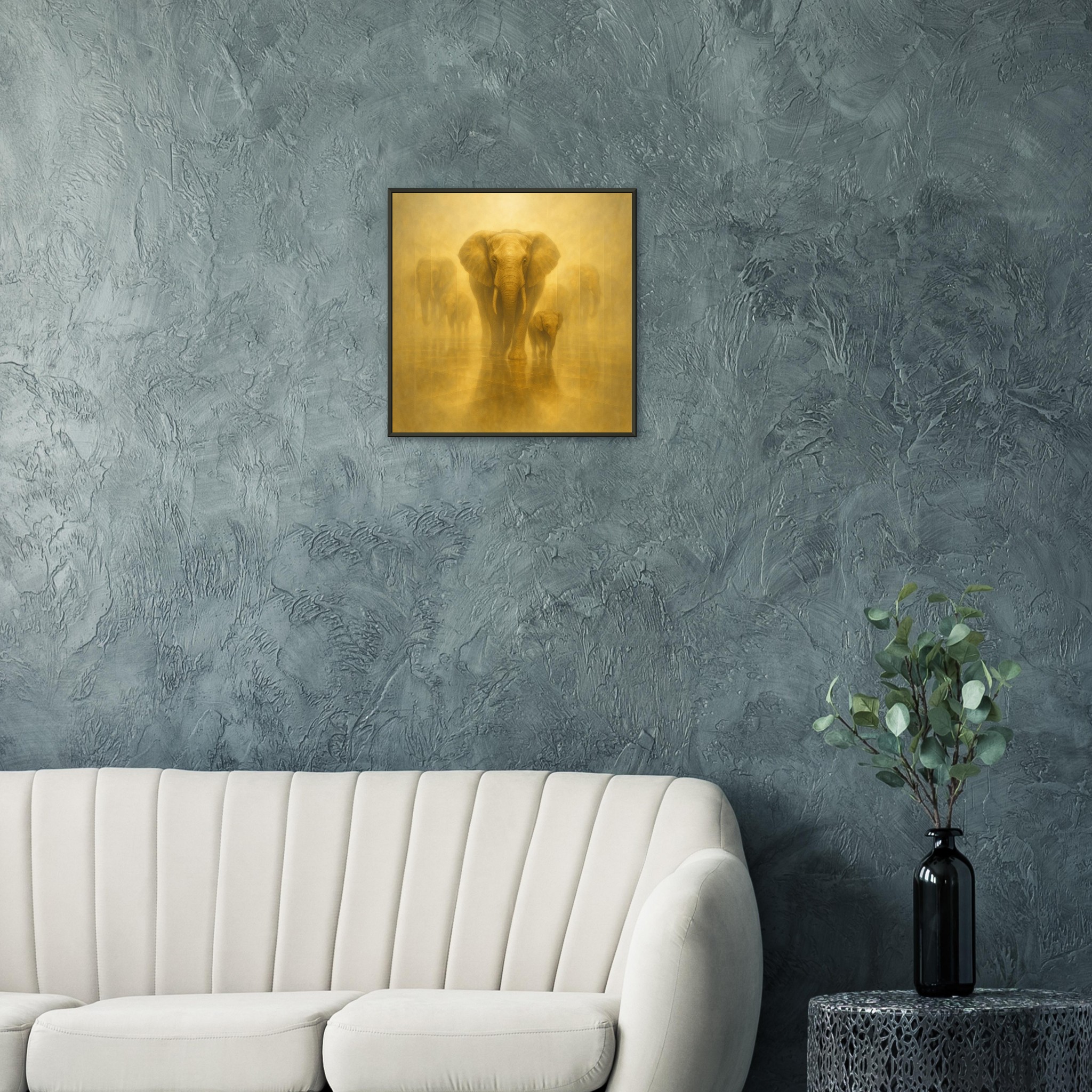 classic semi glossy paper metal framed poster elephant and calf af5a882e-c6ca-4a91-9d63-ed17e3c033fe