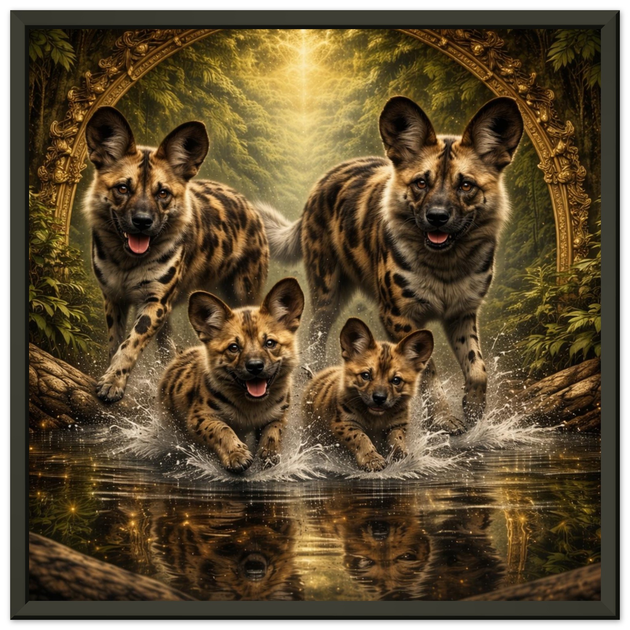 classic semi glossy paper metal framed poster wild dog family b1a15f09-26ed-4439-9bc9-cdf551325ea7