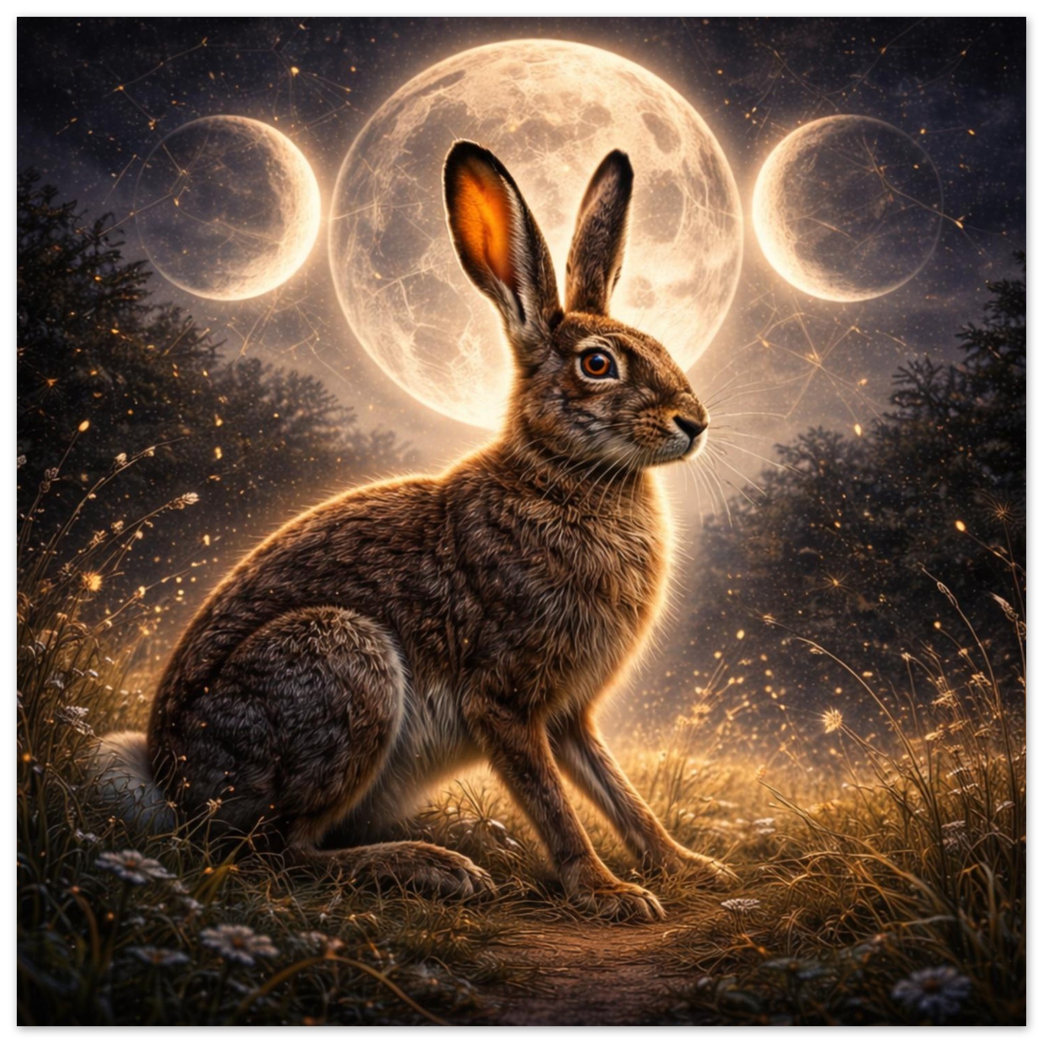 classic semi glossy paper poster moonlit hare b21dc21b-aa4d-4218-be18-ff34a82a243e