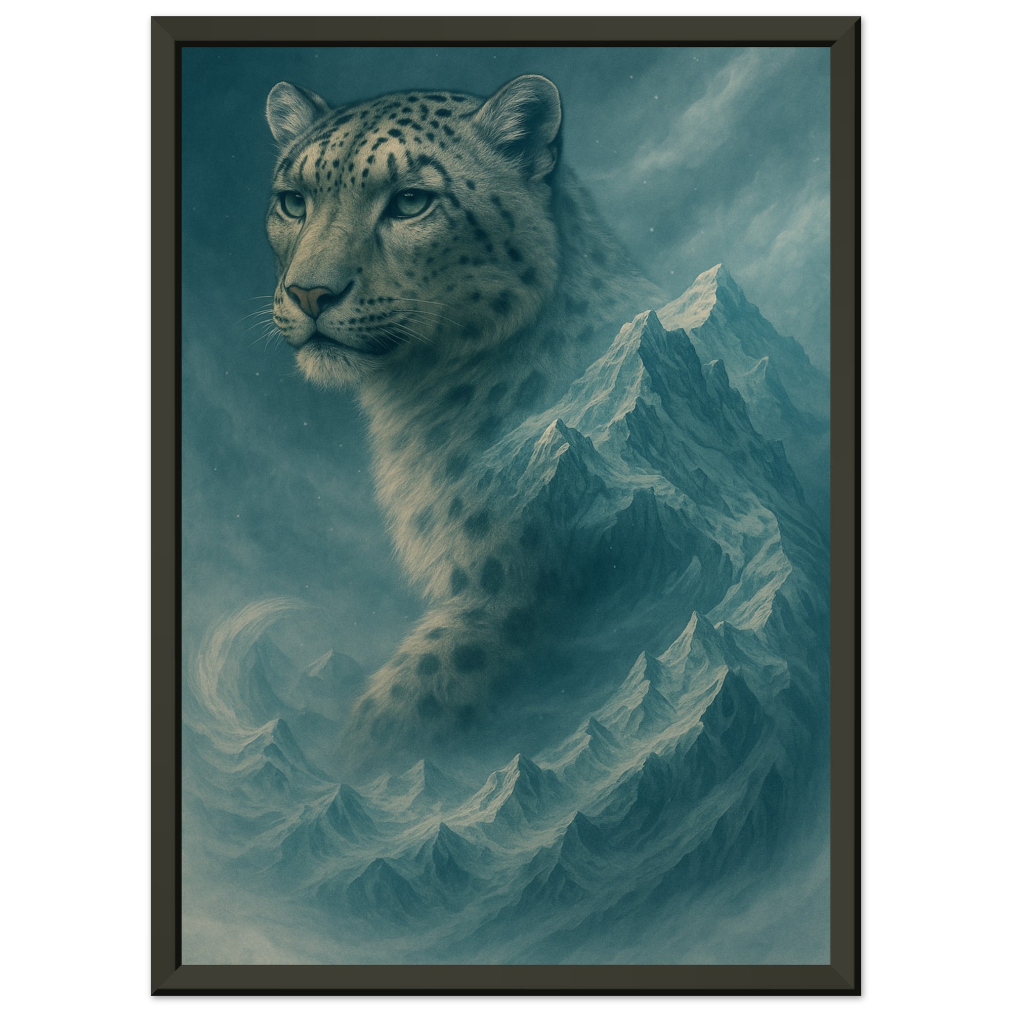 classic semi glossy paper metal framed poster snow leopard b253f173-ae0f-4a23-88ed-e5638d004f47