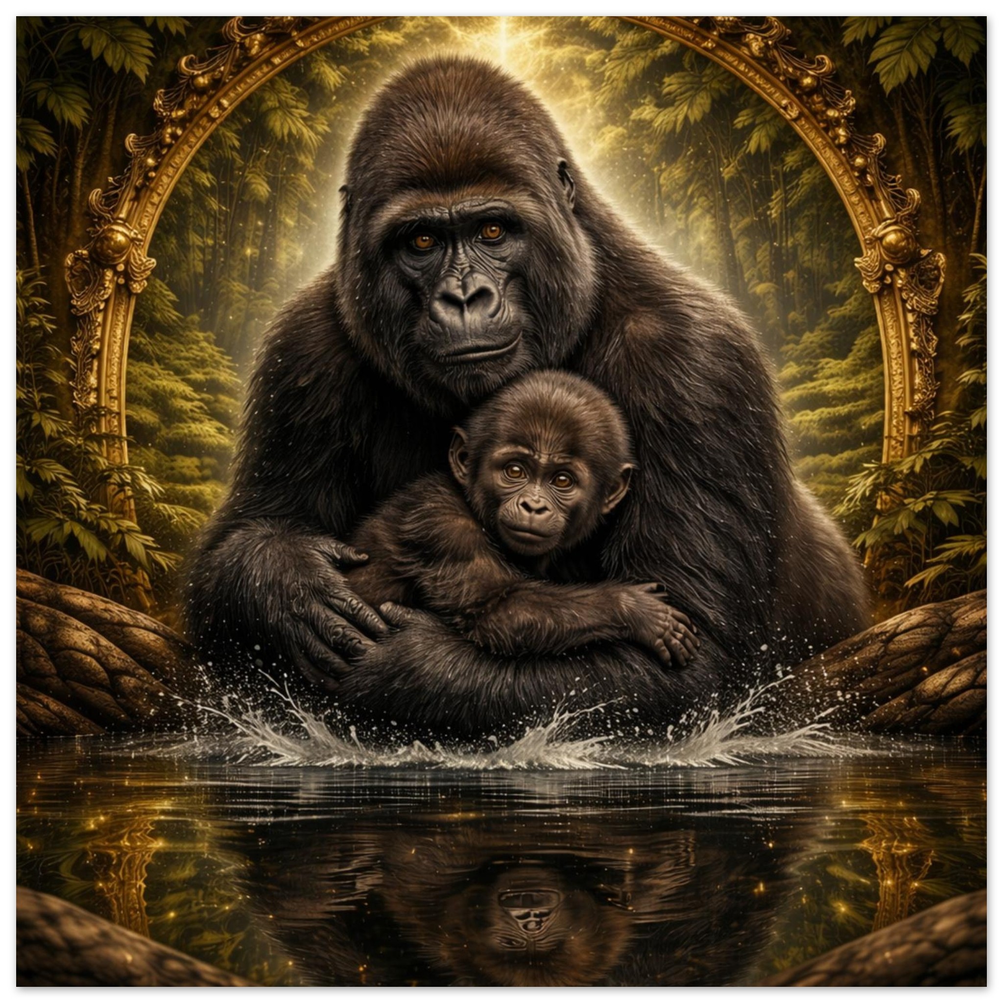 classic semi glossy paper poster gorilla and baby ba24b8ed-8ffc-4d1d-af06-ffd3b13ef533