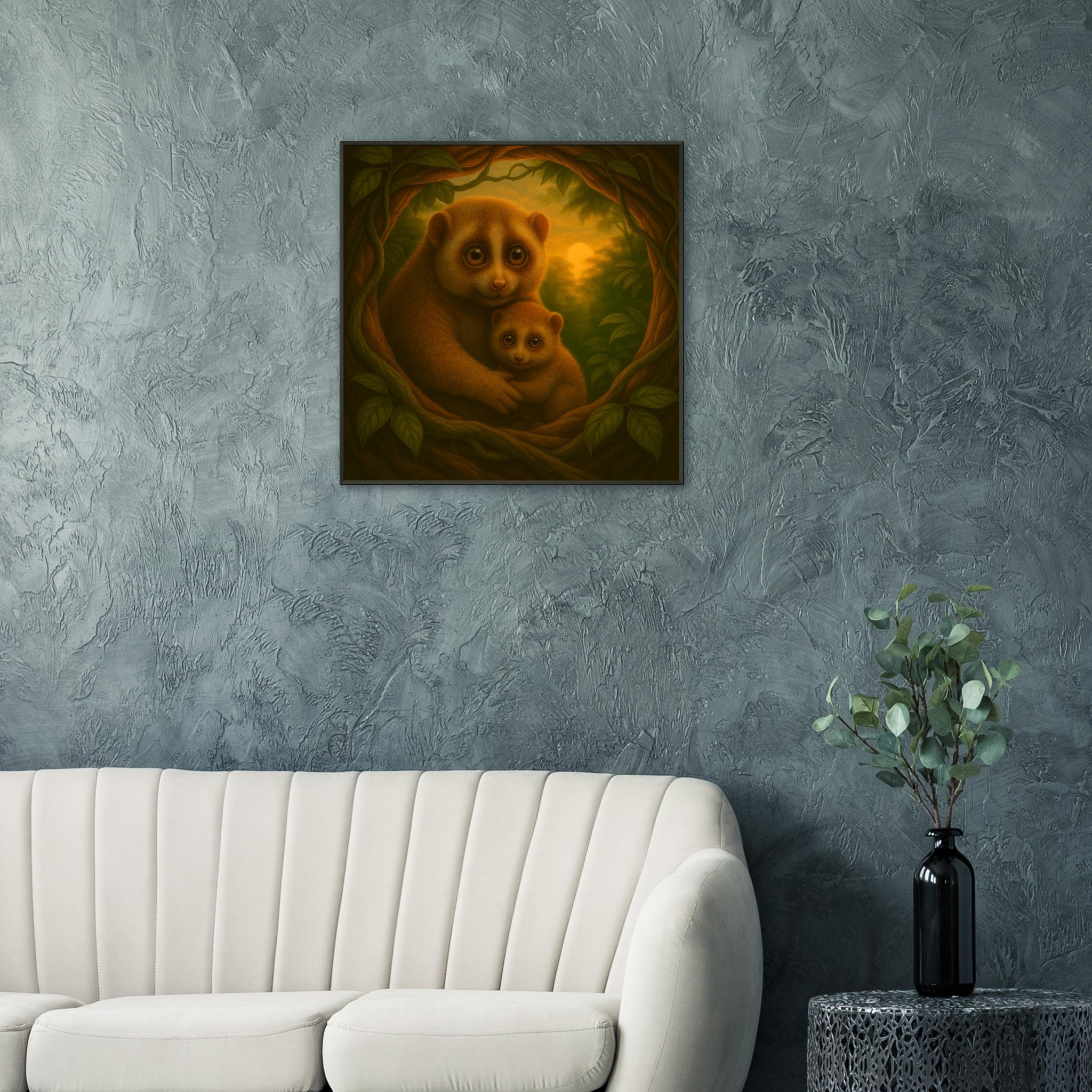 classic semi glossy paper metal framed posternslow loris mum and baby bb864227-0a87-41b3-9420-2b33ab18f2c9