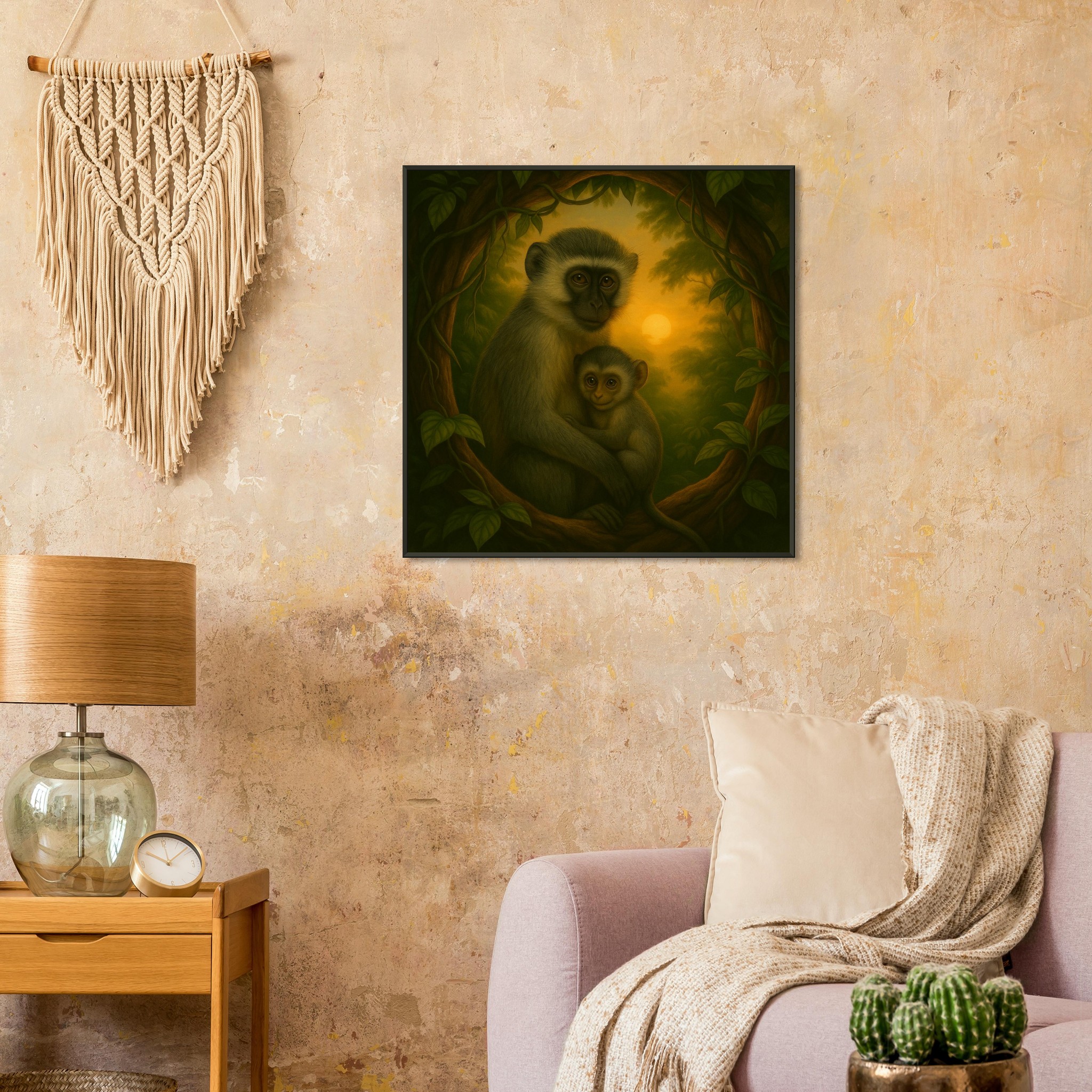 classic semi glossy paper metal framed poster vervet mother and baby bc42a51a-a760-419d-b0a5-7e7520f0d0d9