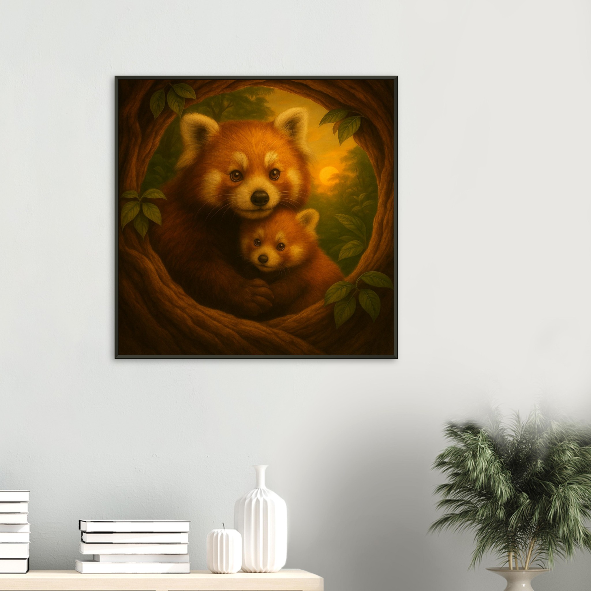 classic semi glossy paper metal framed poster red panda mum and baby bd939e7e-c413-4aaf-90de-69eabab6af14