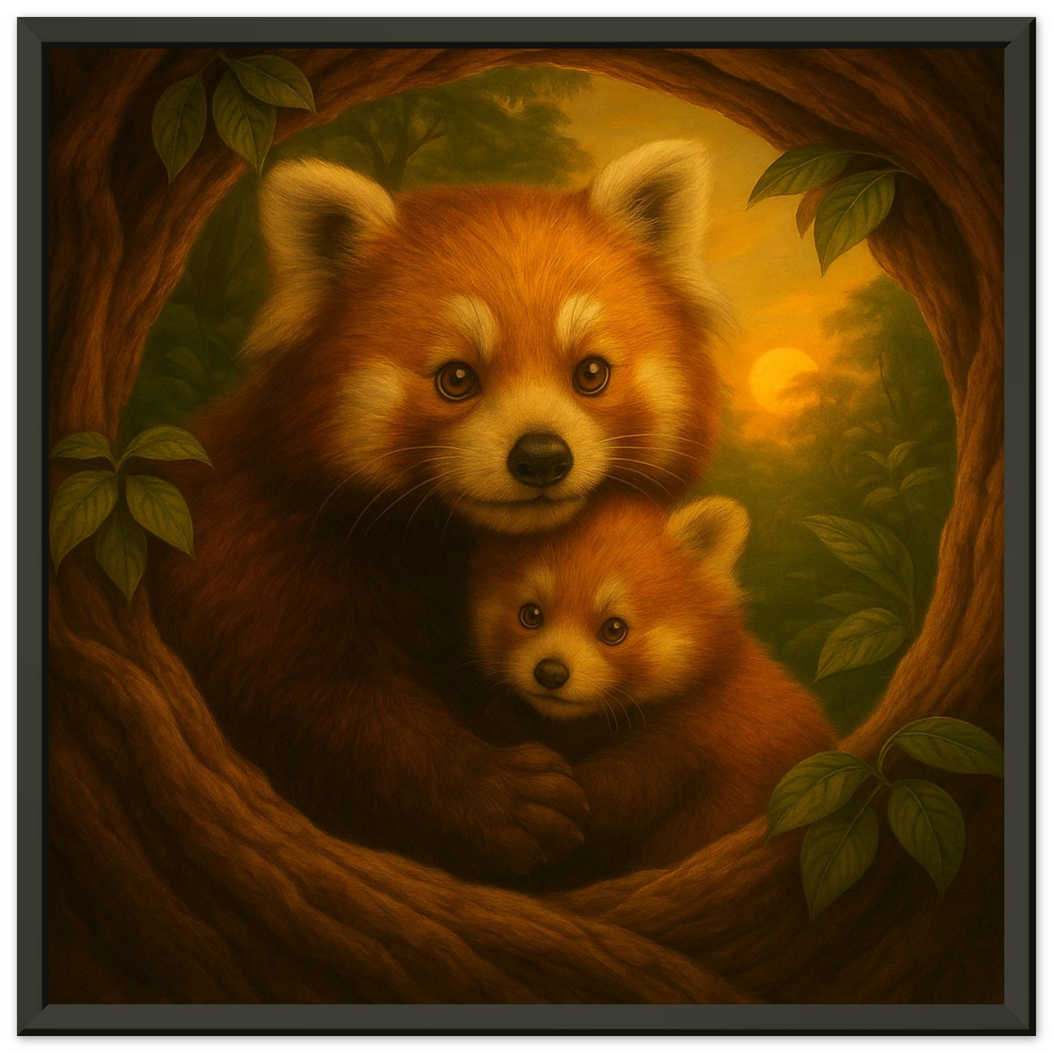 classic semi glossy paper metal framed poster red panda mum and baby c187cafd-3199-4687-a1d7-4891c4559ed7