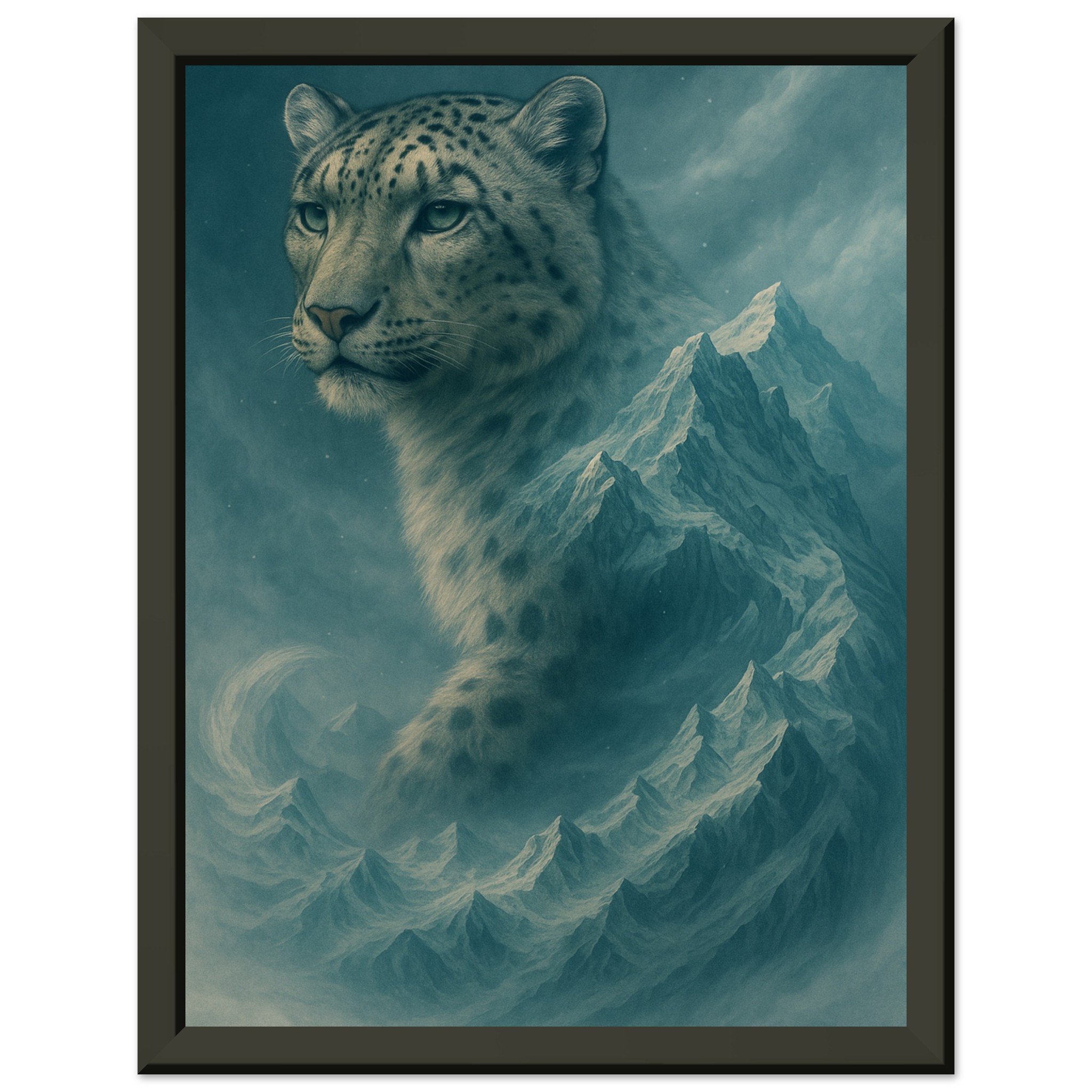 classic semi glossy paper metal framed poster snow leopard c2bf44ac-2b2e-4bc5-9dd9-bf045bd6409a