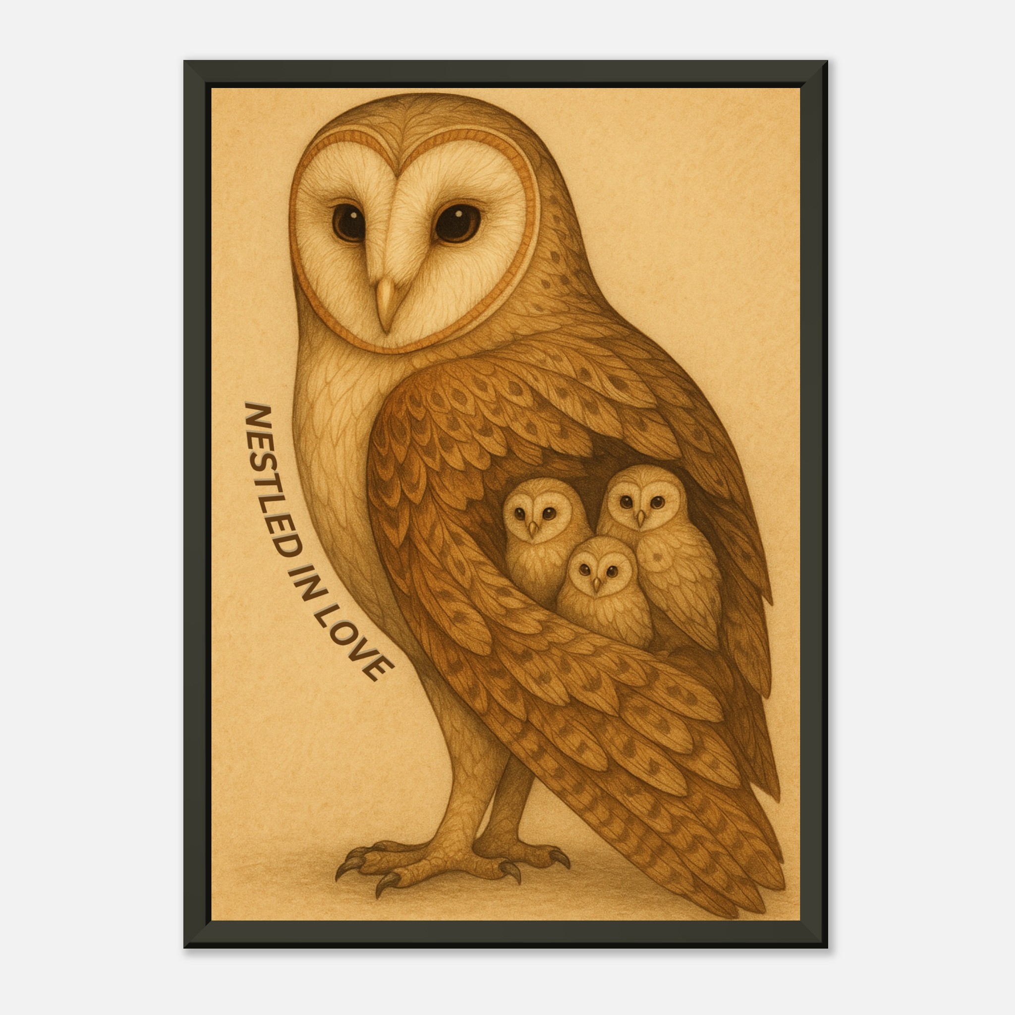classic semi glossy paper metal framed poster barn owl family c2e23710-8804-4907-8cab-0cb365ab52e1