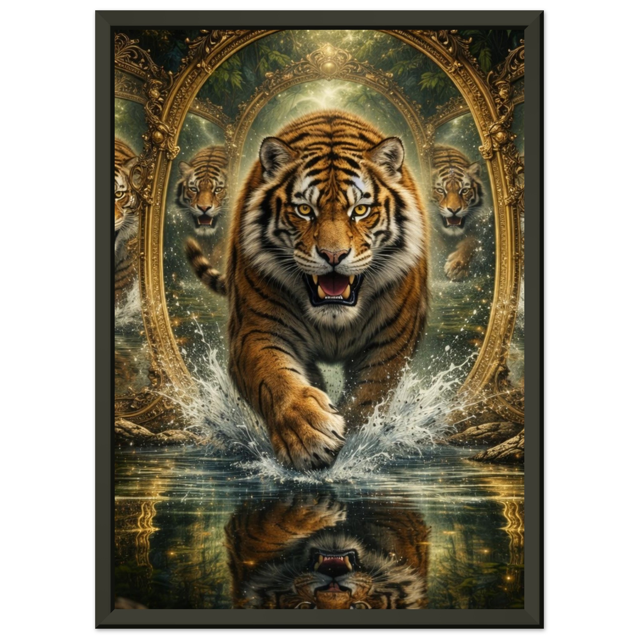 classic semi glossy paper metal framed poster, tiger reflection c6c3506a-4434-46b7-9eab-7afed6d62da5