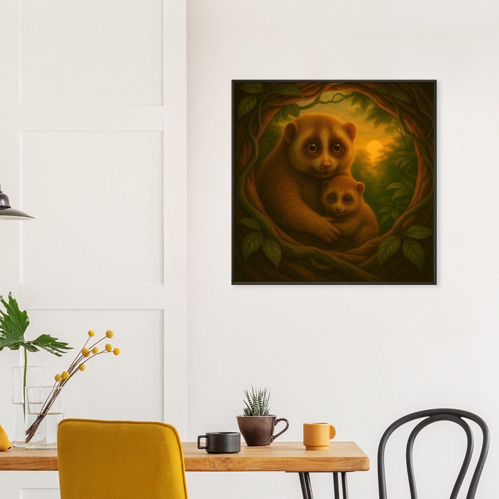 classic semi glossy paper metal framed posternslow loris mum and baby c765b2d7-4a91-4d5e-ba40-76c37682eb66