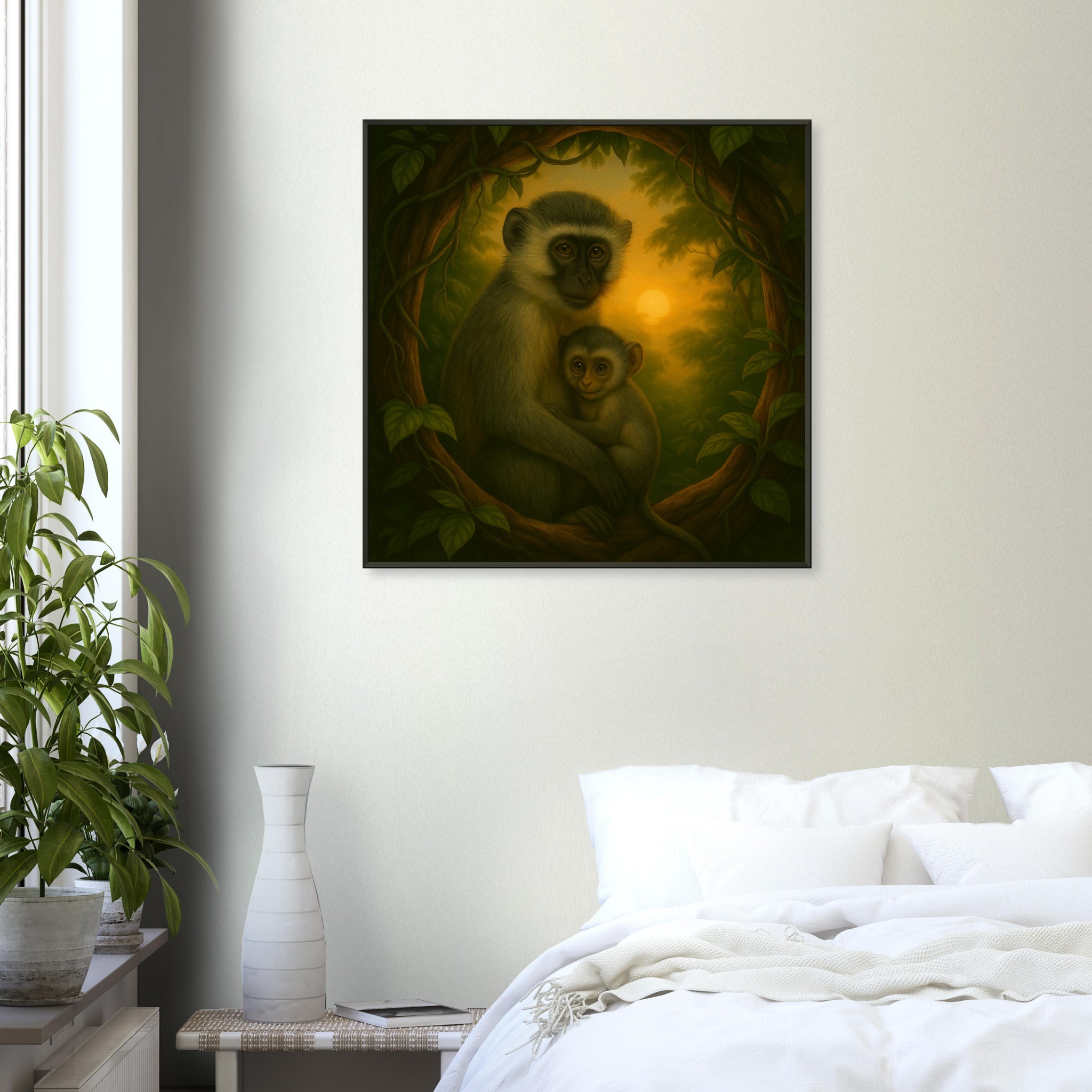 classic semi glossy paper metal framed poster vervet mother and baby cb27f91e-6000-4b92-8ef7-da4c8323df90
