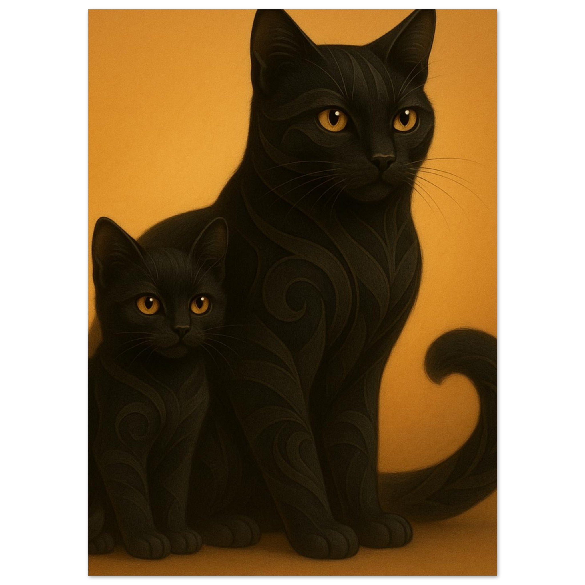 classic semi glossy paper poster black cat and kitten cfa9cb5b-aee6-4d64-aa15-7a1858f753c4