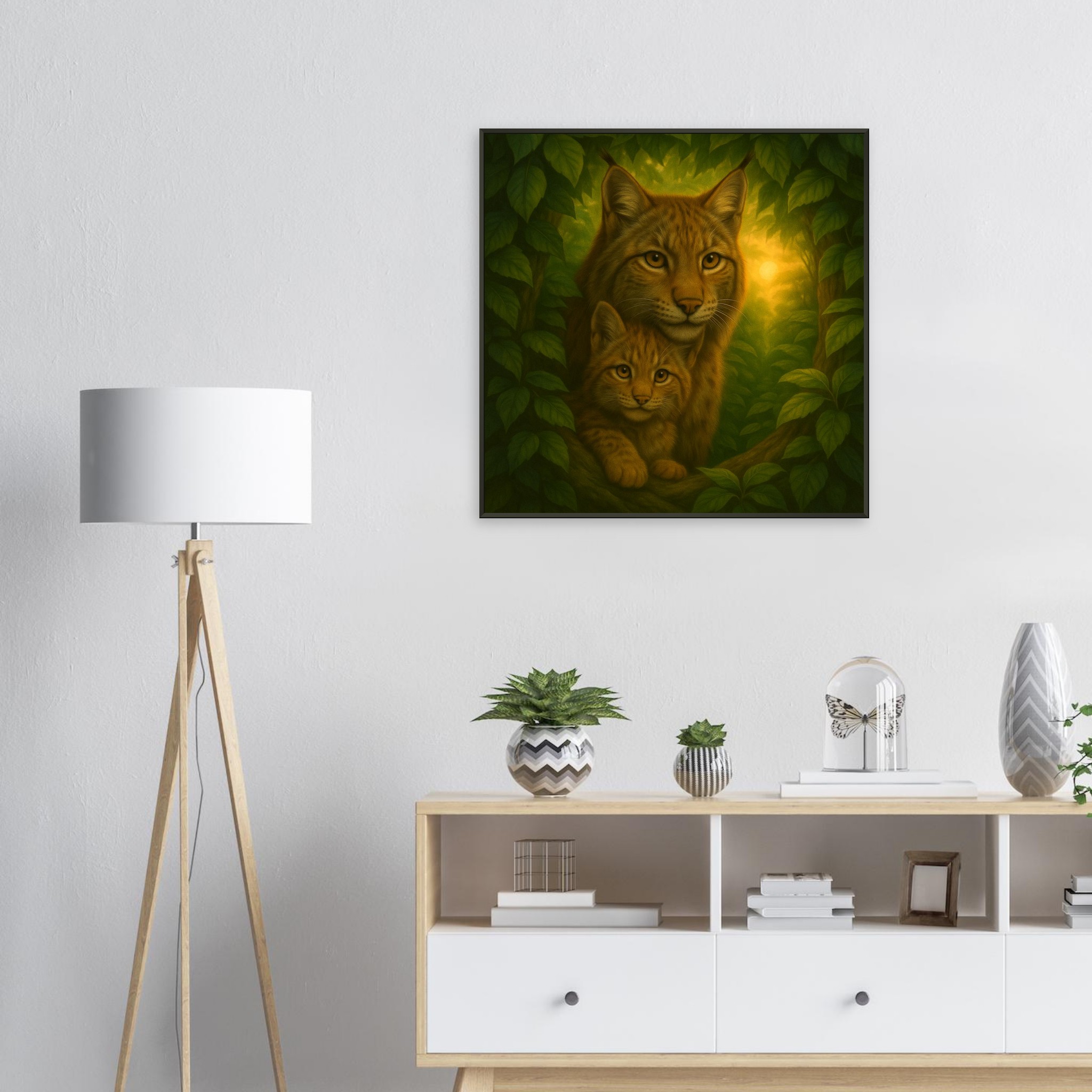 classic semi glossy paper metal framed poster eurasian lynx and kitten d7839098-3a4f-4304-bd10-3321dbd1c559