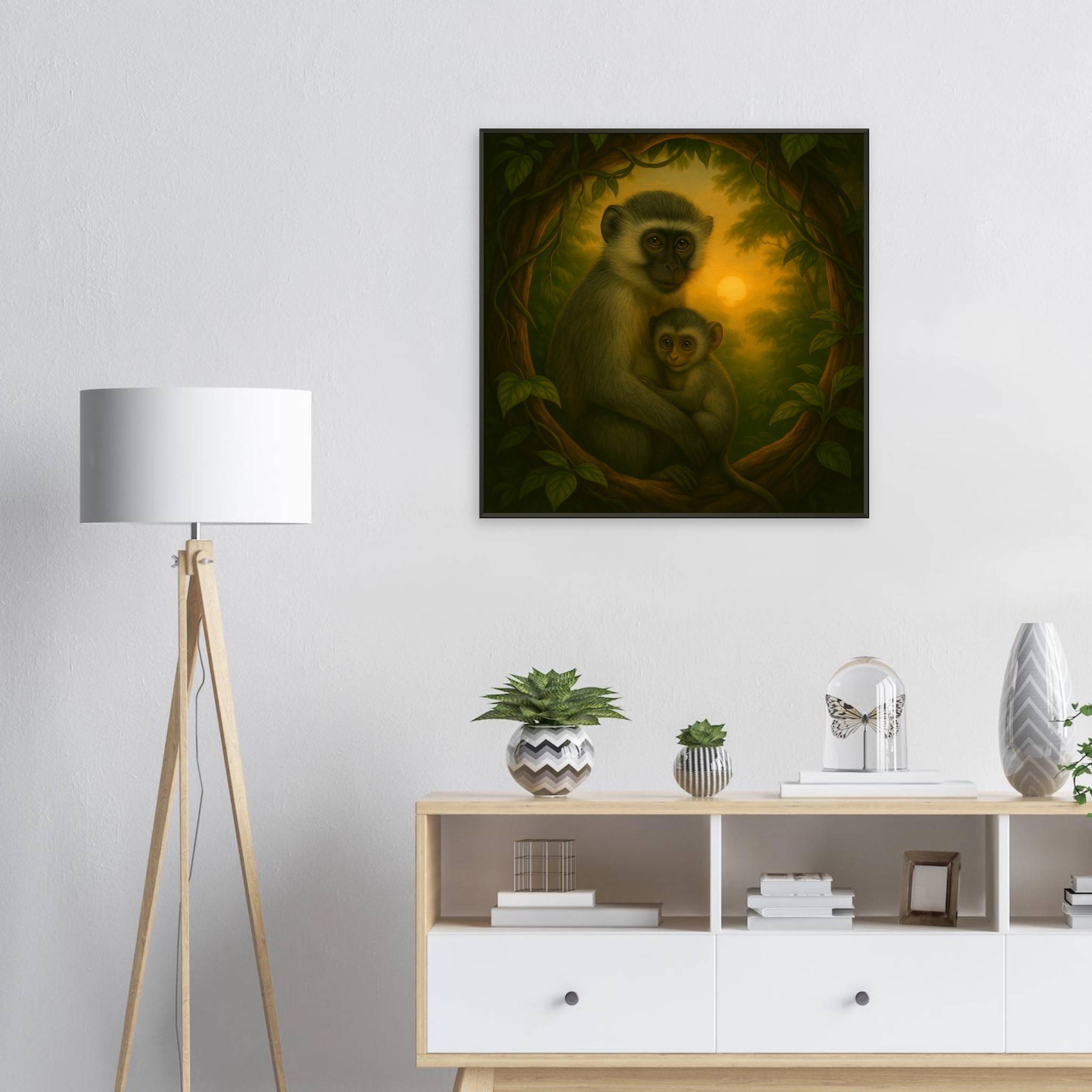 classic semi glossy paper metal framed poster vervet mother and baby d78bafff-45ea-4537-9a26-f70614b137da