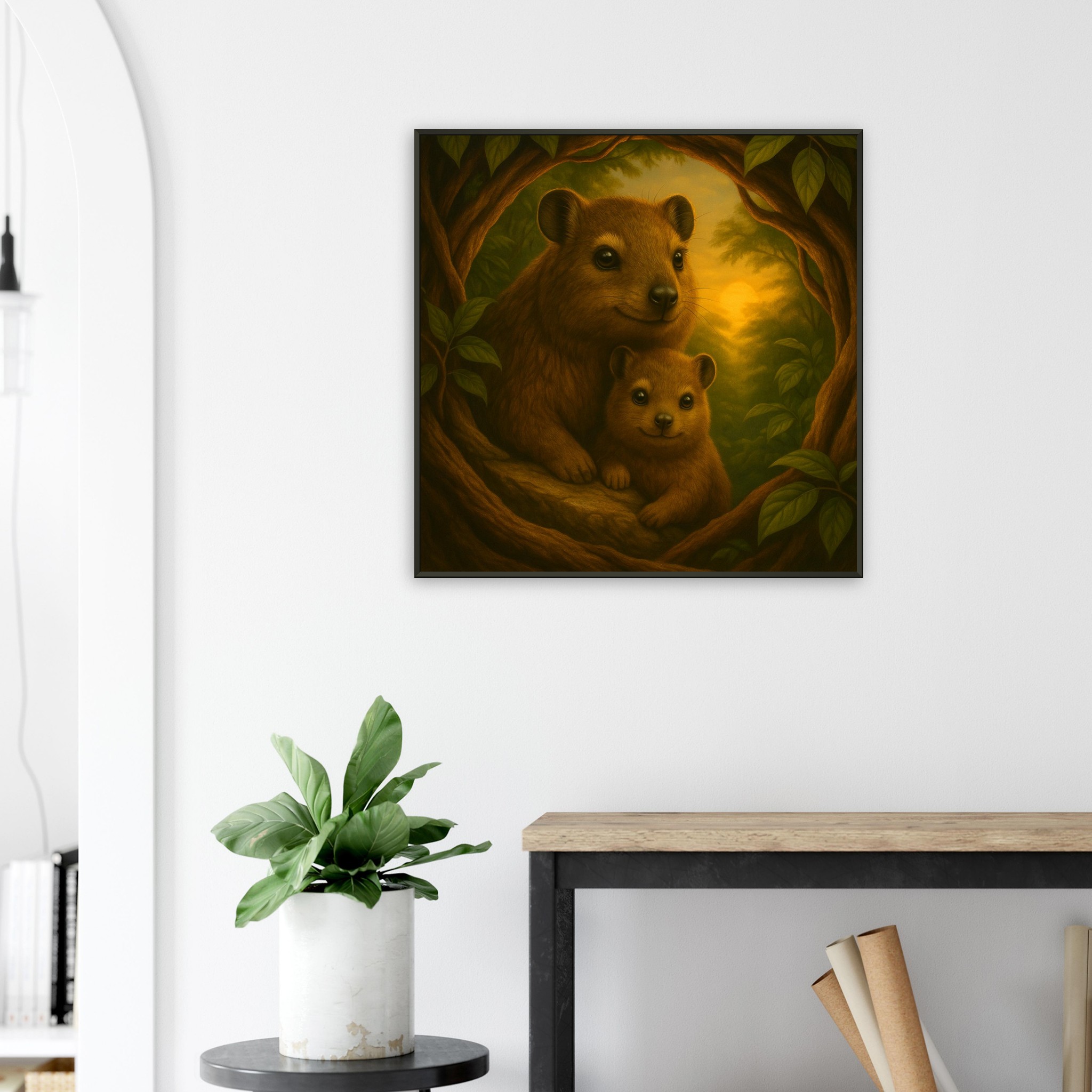 classic semi glossy paper metal framed poster quokka mother and baby d927ac4f-e29e-46c0-bf17-4fd651a684a4