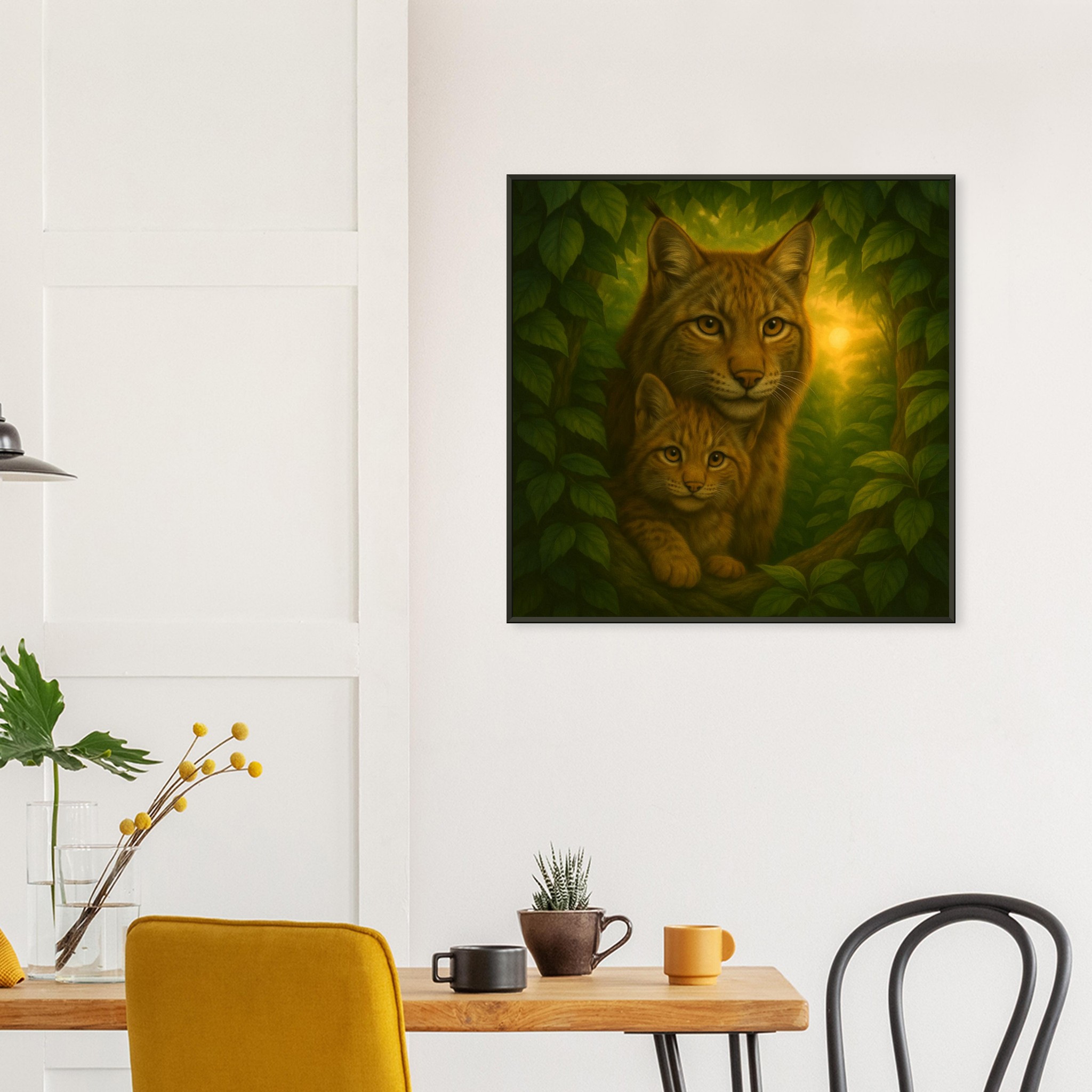 classic semi glossy paper metal framed poster eurasian lynx and kitten ded24021-b3cf-4d6a-b49d-b2f564946415