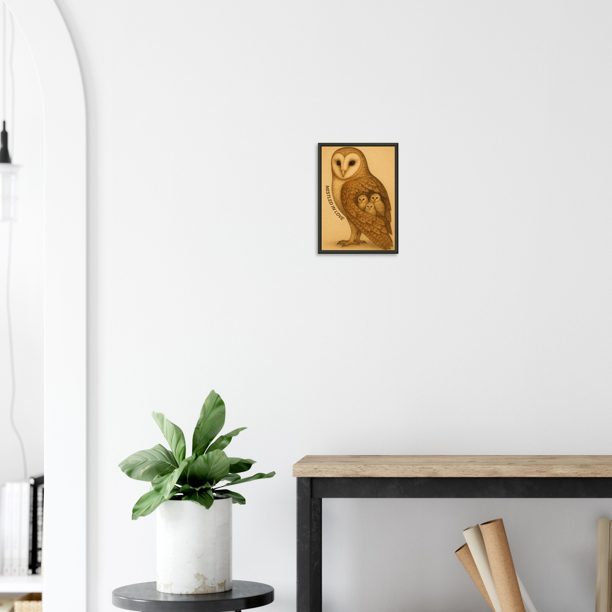 classic semi glossy paper metal framed poster barn owl family dfdbc148-9714-4b41-9ce4-27f9ed8c9156