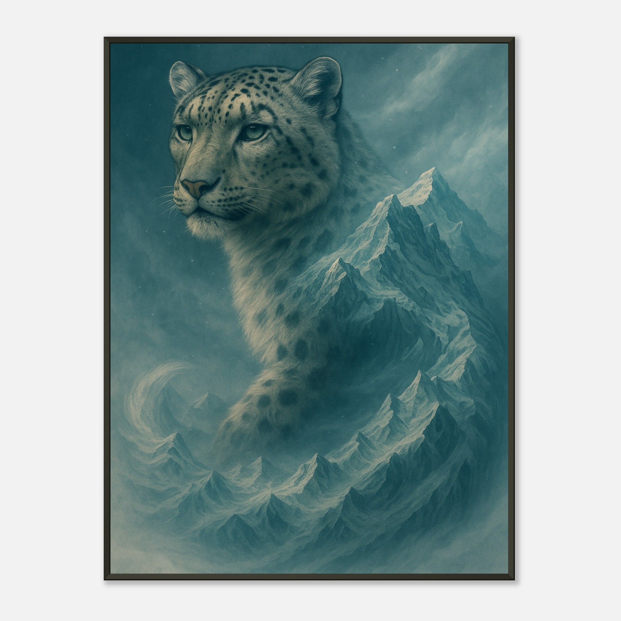 classic semi glossy paper metal framed poster snow leopard e12894fa-88e0-4d16-b836-dc23f389bba7
