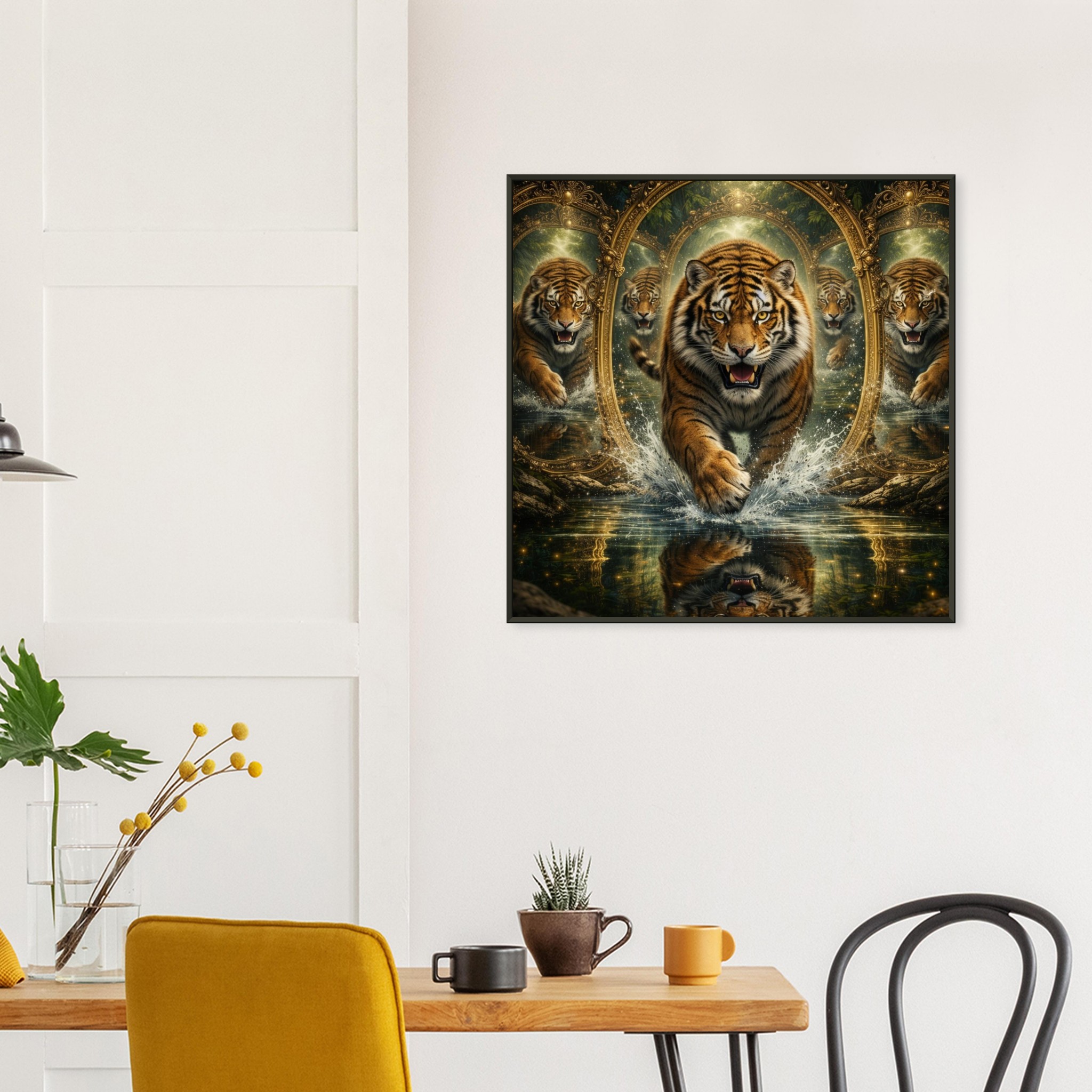 classic semi glossy paper metal framed poster, tiger reflection e89132d5-6e6d-4576-b85e-d68b27853a68