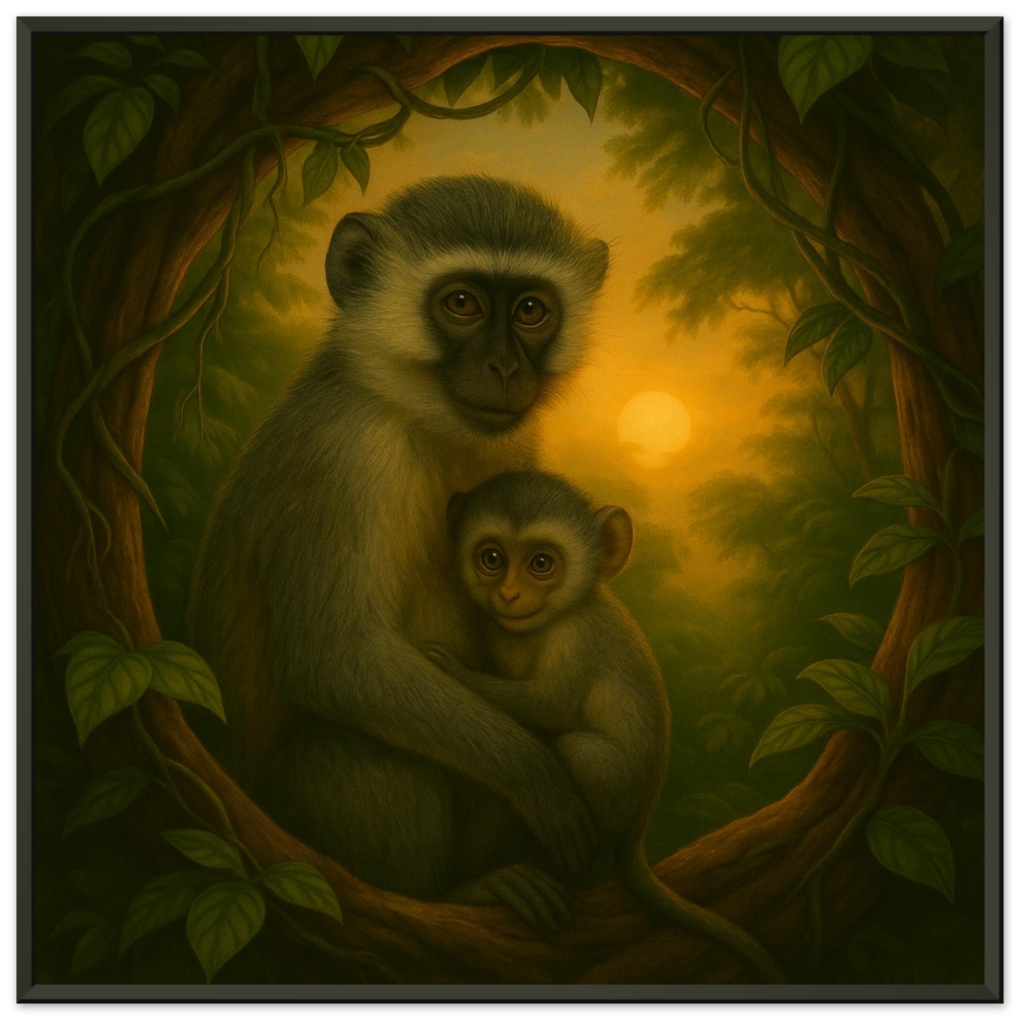 classic semi glossy paper metal framed poster vervet mother and baby ea962dfd-dba0-4fc9-83c6-1837f17aa19a