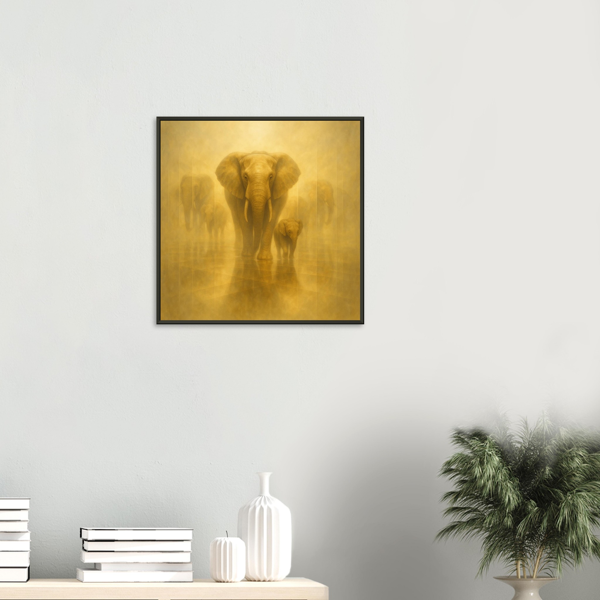 classic semi glossy paper metal framed poster elephant and calf ebb102dd-81db-4a1e-83cd-aa57be692c8c
