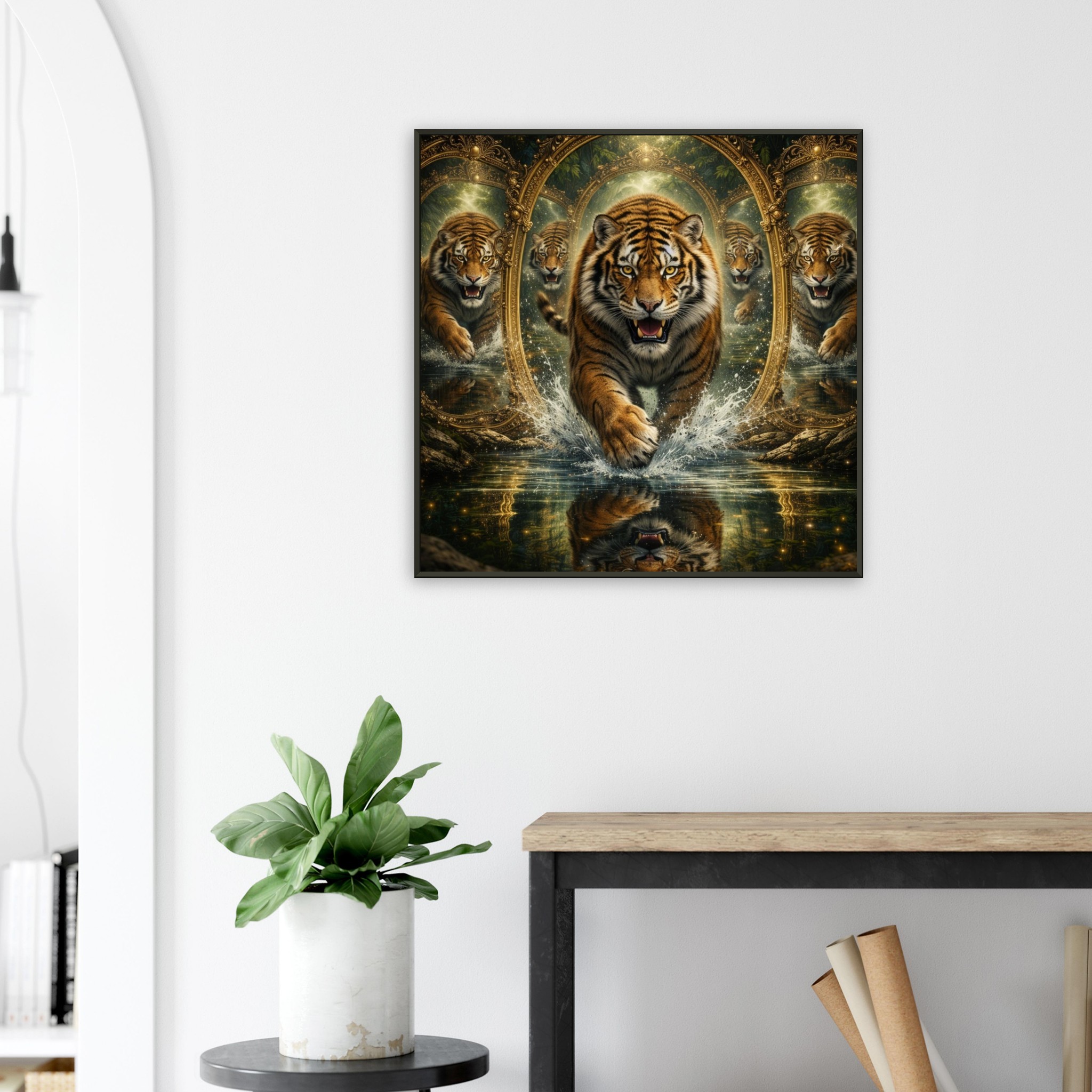 classic semi glossy paper metal framed poster, tiger reflection ef1b30ca-48a7-4dde-ac3f-faa6e67a0ce6