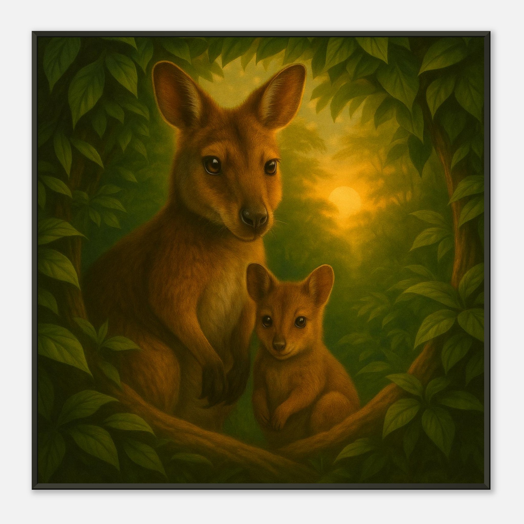 classic semi glossy paper metal framed poster wallaby mum and joey f2d42007-ae13-45d5-9cd6-de6a6d4e5d8e
