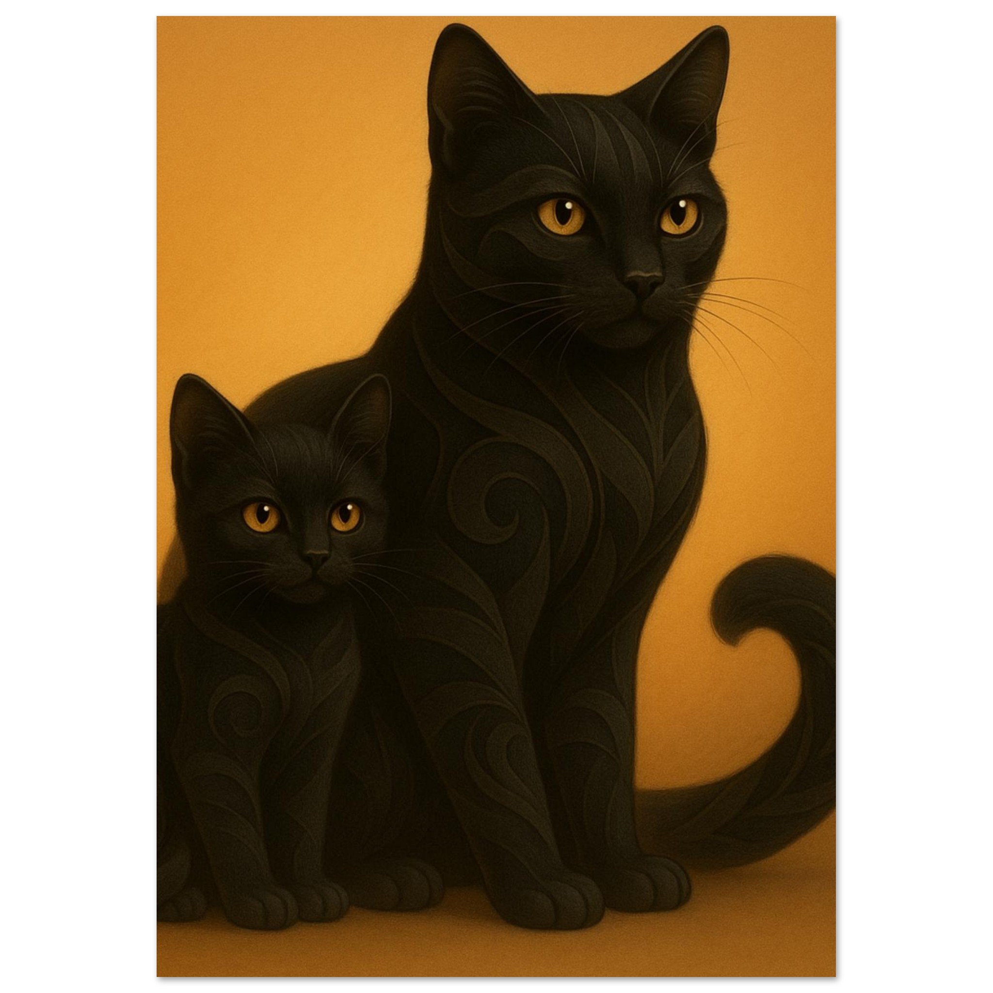 classic semi glossy paper poster black cat and kitten f63d9e84-3a58-46ee-886f-8b2488f8aa84