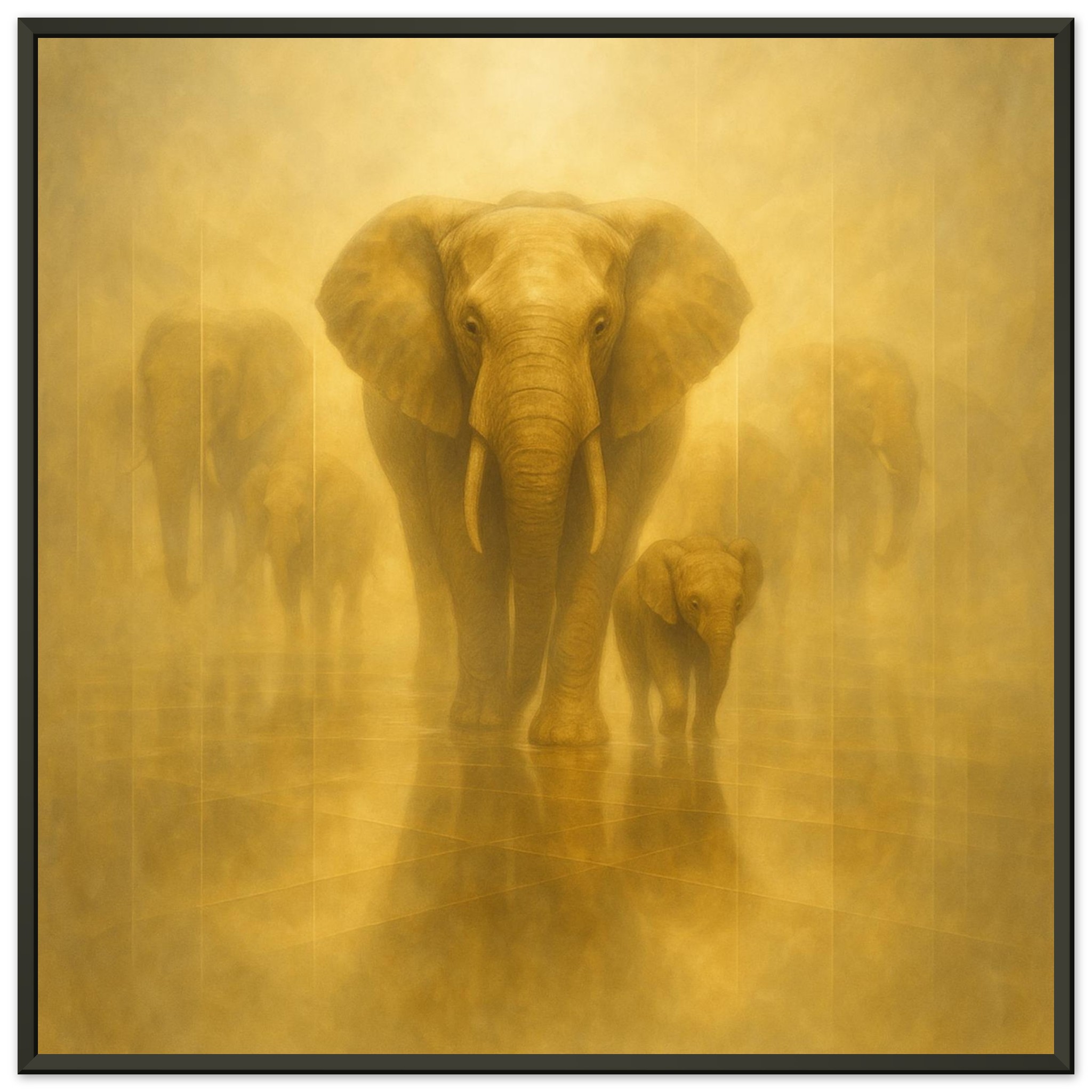 classic semi glossy paper metal framed poster elephant and calf fa50309f-5f64-4bd8-9e82-a3d7a7972dc9
