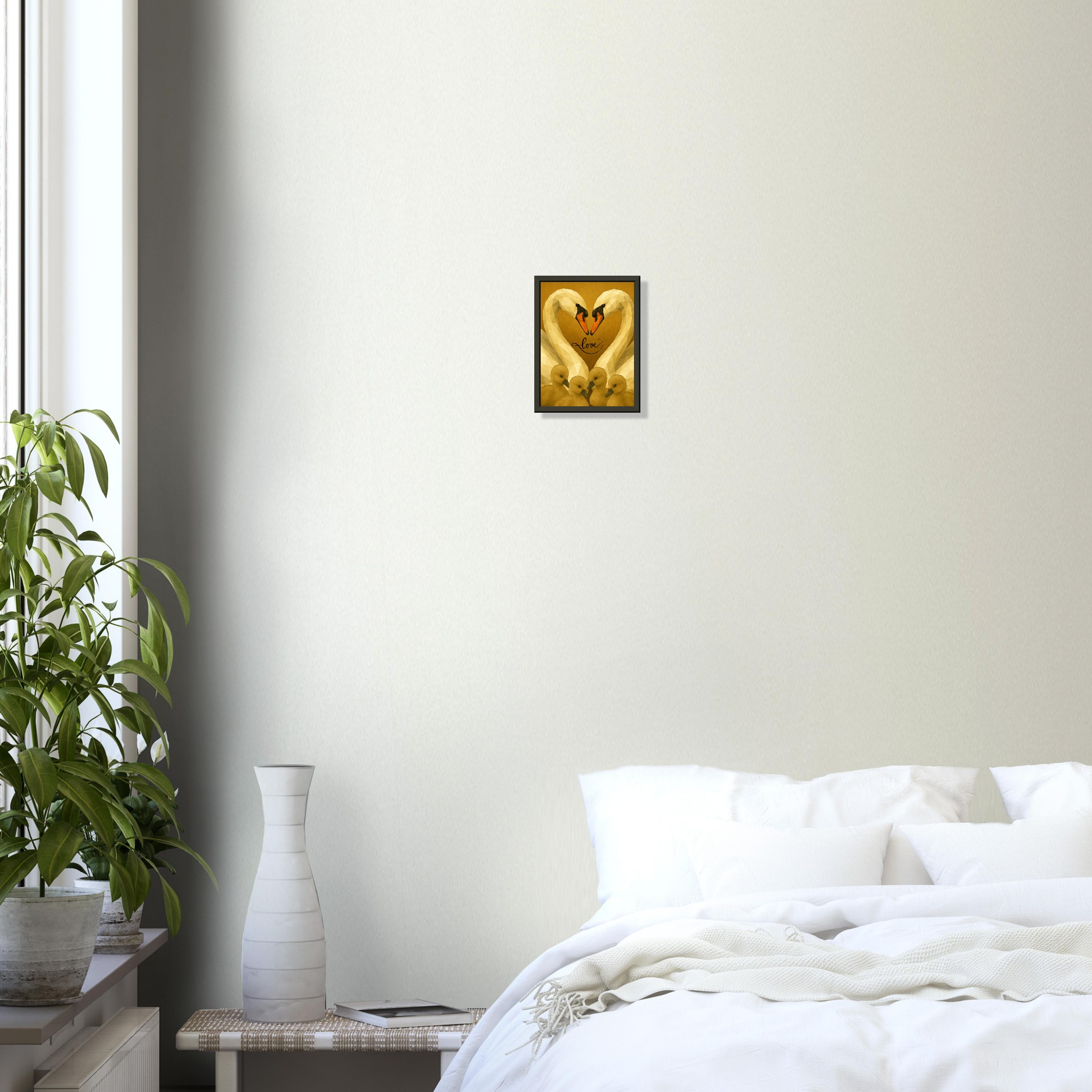 classic semi glossy paper metal framed poster swan family fc385d16-88ec-4581-993a-62dd8b4dc66a