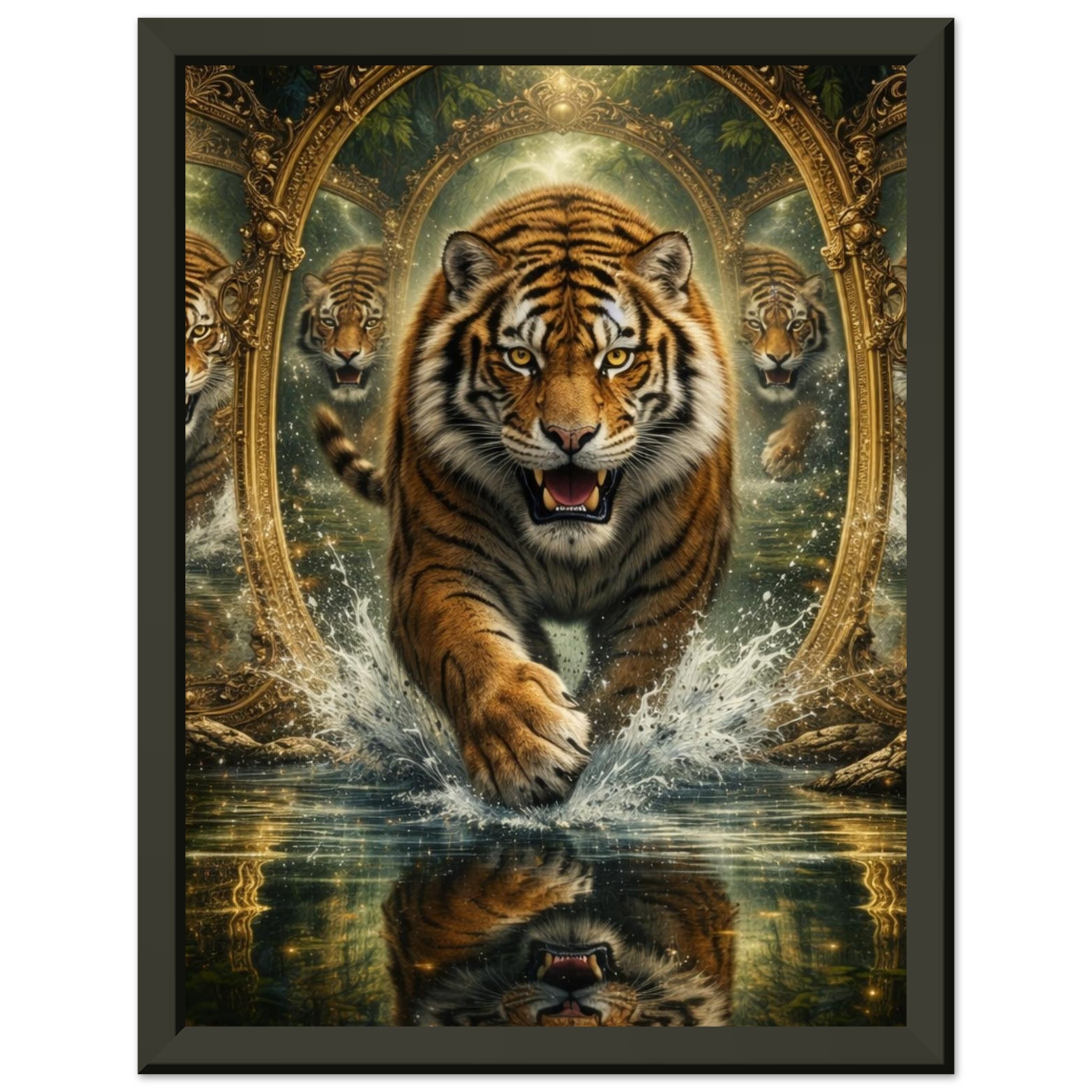 classic semi glossy paper metal framed poster, tiger reflection ff1653c8-f374-4e14-a04b-2b0ba76c6816