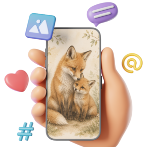 fox and cub phone wallpaper mockup