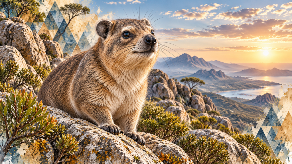 The Rock Hyrax: The Tiny Mammal With an Elephant-Sized Secret Rock hyrax sitting on a rocky mountainside overlooking a sunlit African landscape